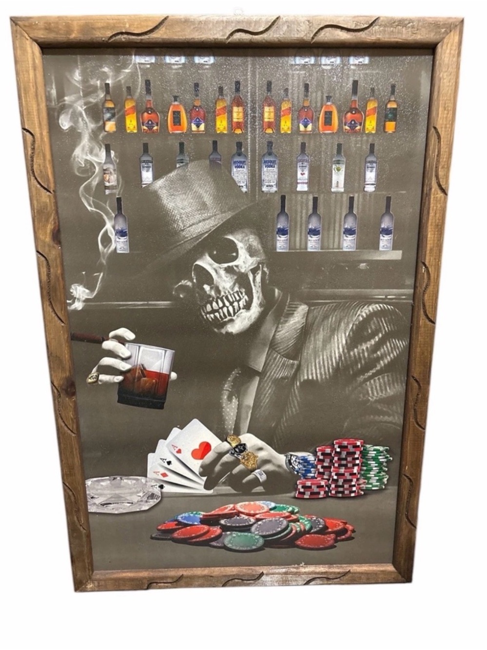 🔥Skull Gambler Bar Art Print with Poker Chips and Cards🔥